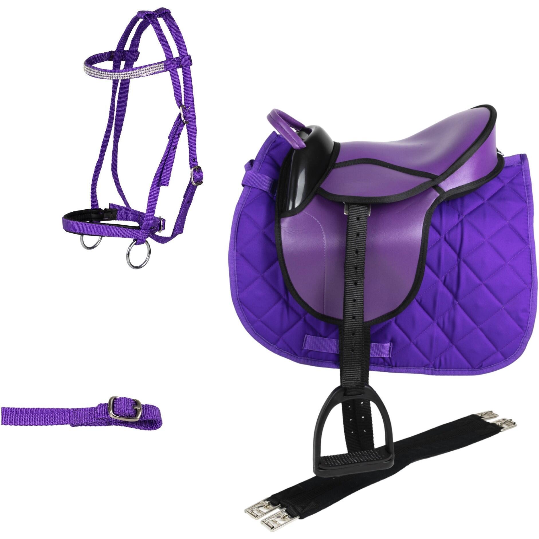 Advanced Marengos Shetland Saddle and Bridle Set, Purple