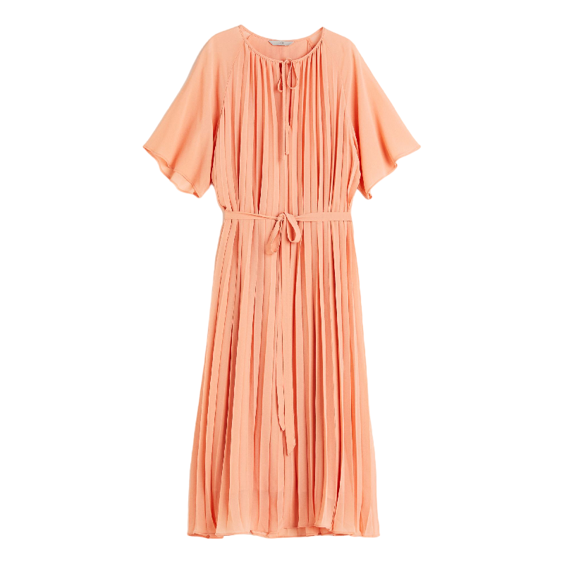 H&M Pleated dress, light orange