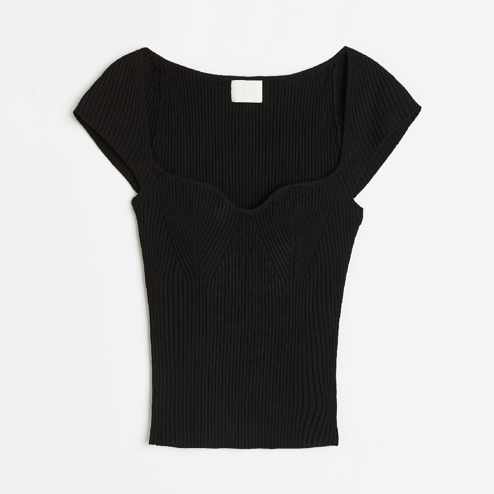 H&M Rib-knit top, black