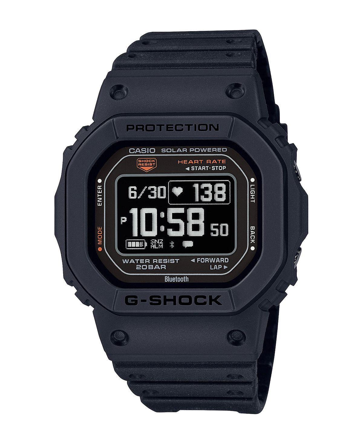 Men's Black Plastic Digital Watch 44.5mm DWH5600-1 G-Shock