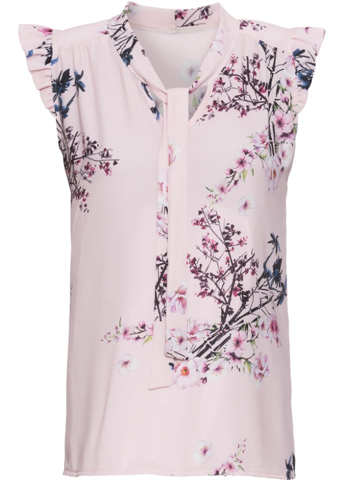 Sleeveless Tie Blouse with Bodyflirt Print, Pink