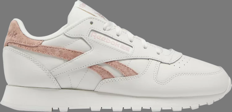 حذاء رياضي نسائي كلاسيكي من الجلد "Chalk Aura Orange" من Reebok، باللون الأبيض