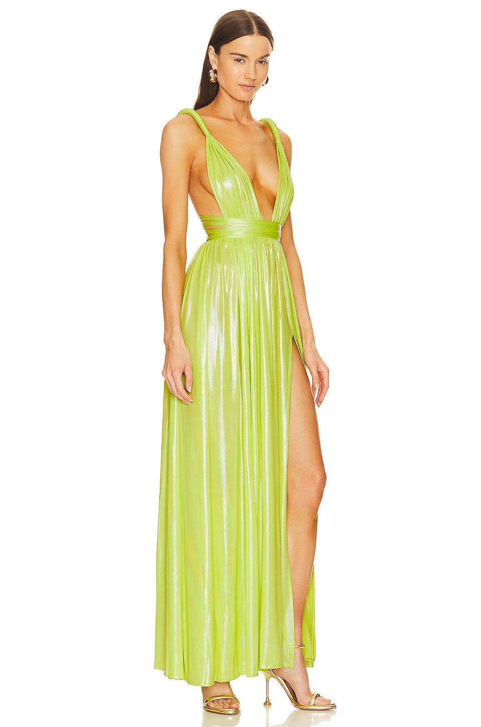 Bronx and Banco Goddess Gown Dress in Neon Yellow