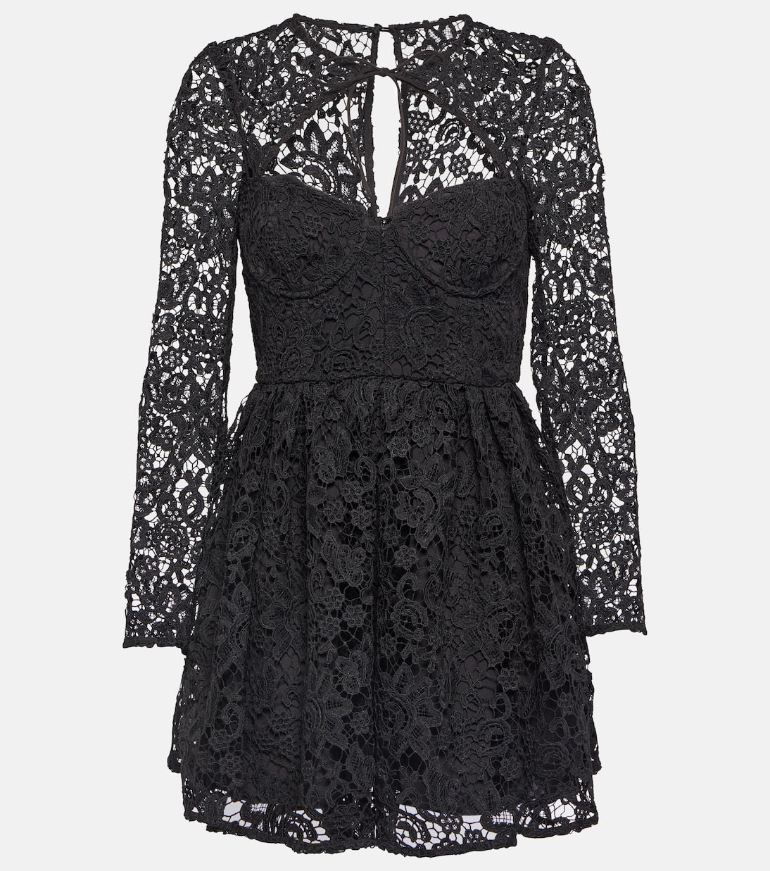 Self-Portrait Cutout Lace Mini Dress, Black