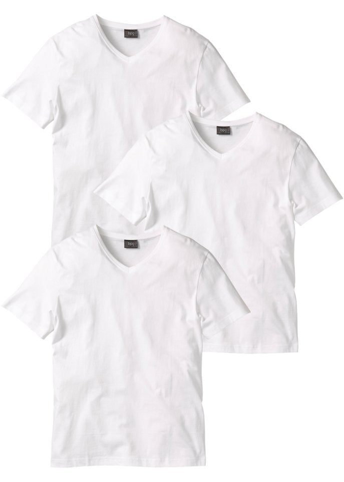 V-neck T-shirt (3 pcs) Bpc Bonprix Collection, white