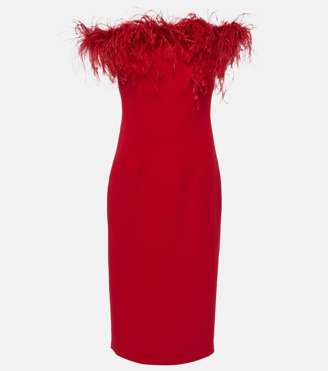 Starling midi dress with feather trim Safiyaa, red