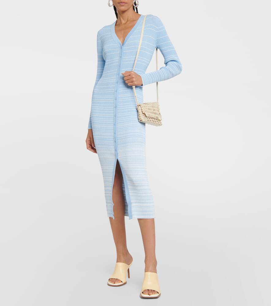 Shoko midi dress with STAUD cardigan, blue