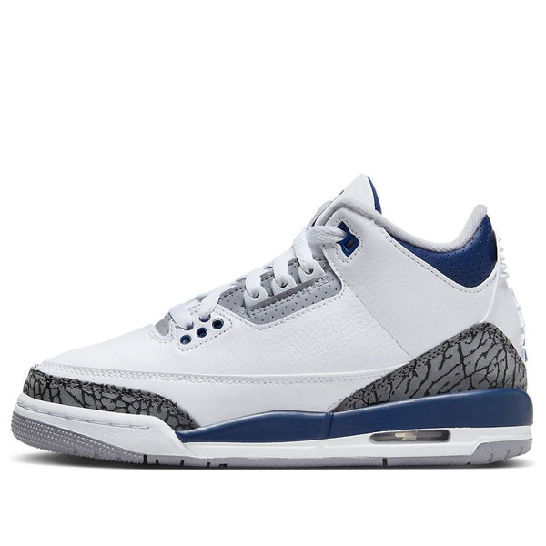 حذاء رياضي (GS) Air Jordan 3 Retro 'Midnight Navy'، أبيض