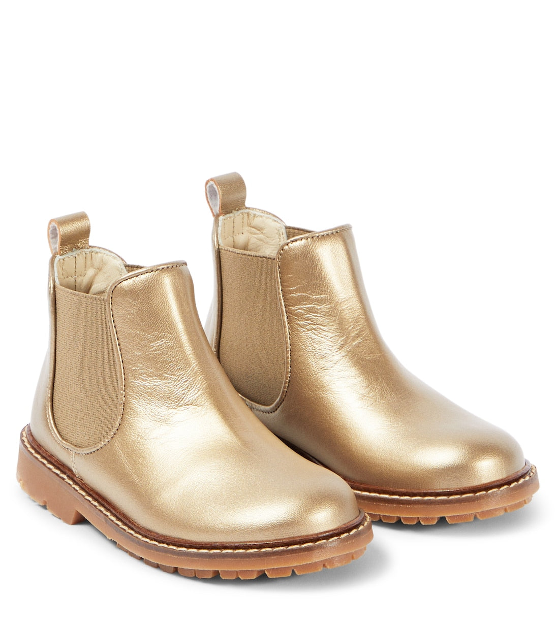 Bonpoint metallic leather mathis boots, gold