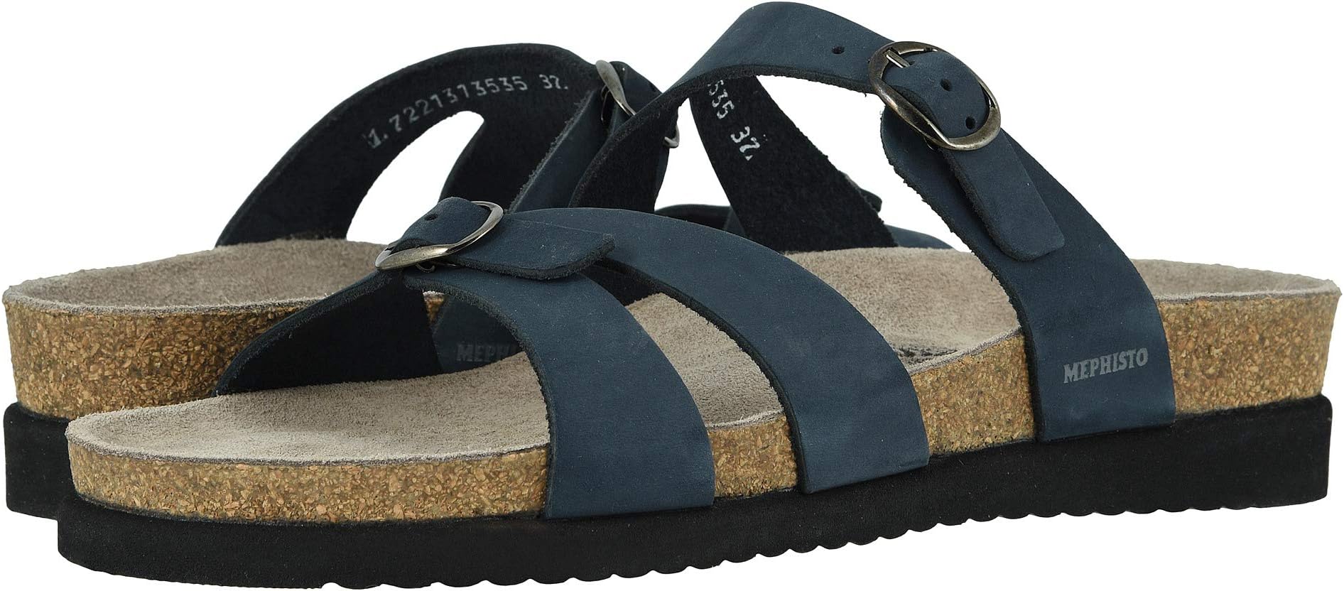 Hannel Mephisto Flat Sandals, Navy Nubuck