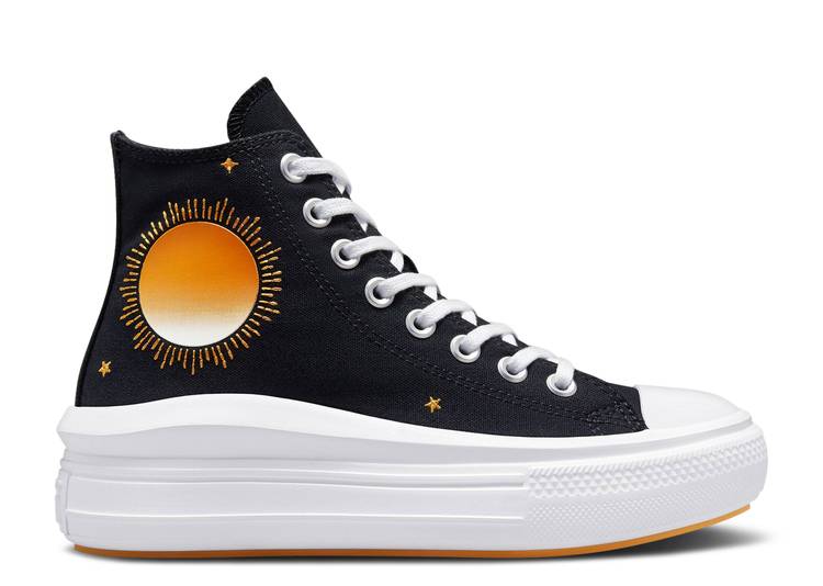 Converse CHUCK TAYLOR ALL STAR MOVE HIGH 'BLACK WHITE ORANGE' sneakers, black