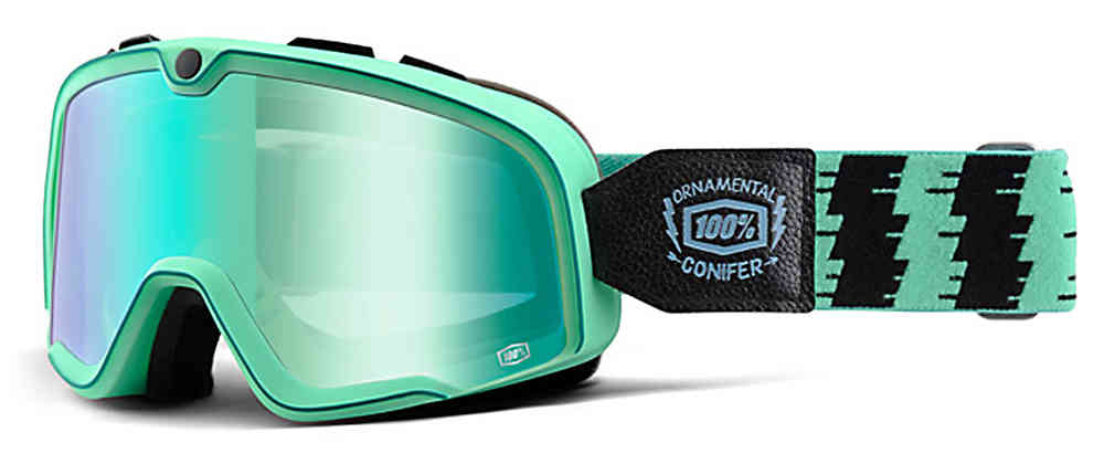 100% Barstow Classic Motocross Goggles, Green/Black