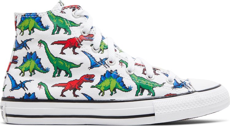 Converse Chuck Taylor All Star High GS 8-Bit Dino sneakers, white