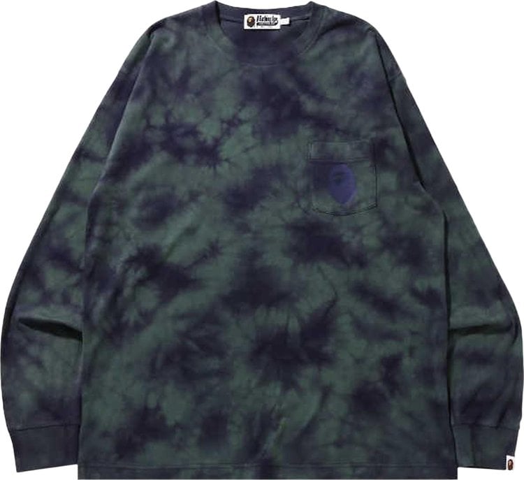 تي شيرت BAPE Tie Dye بجيب واحد وقصّة مريحة وأكمام طويلة "أرجواني"، أرجواني