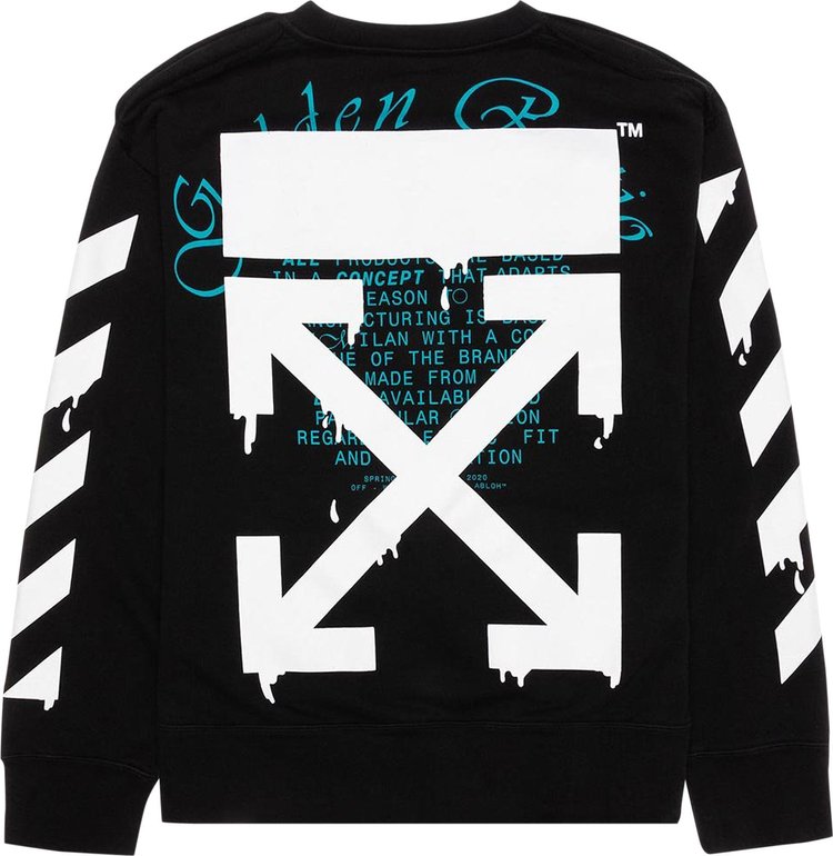 سويت شيرت من Off-White Dripping Arrows Incompiuto Crewneck 'Black/White'، أسود