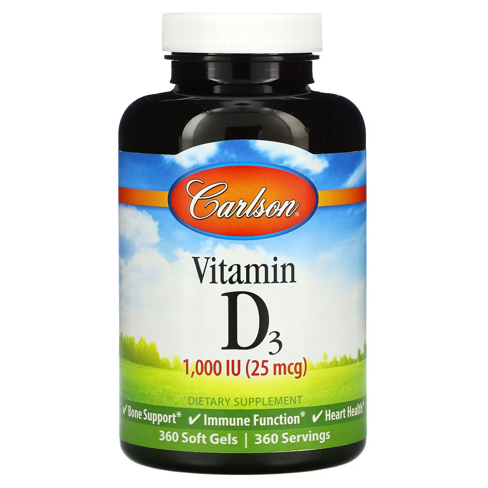 Carlson, Vitamin D3, 25 mcg (1,000 IU), 360 Softgels