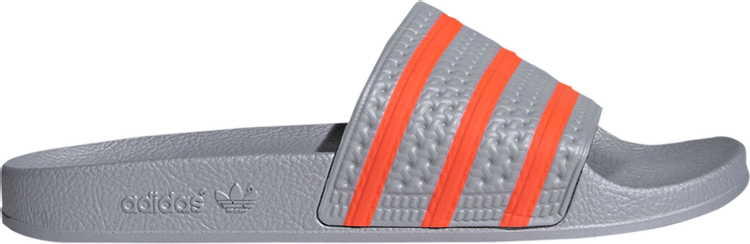 Adidas Adilette Slide 'Halo Silver Solar Red' Sandals, Silver