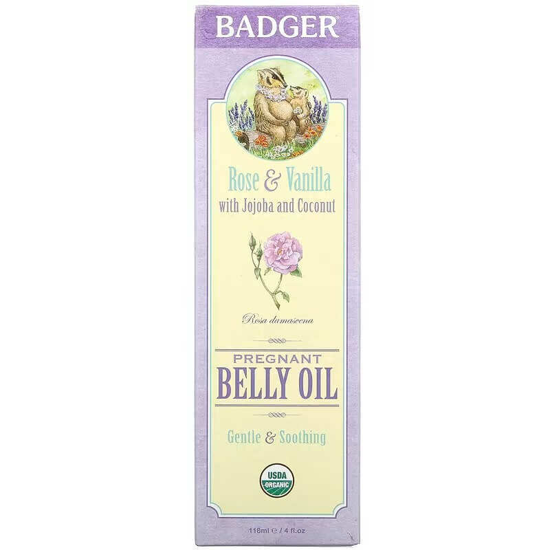 Badger Company pregnancy oil for stretch marks rose and vanilla, 118 ml