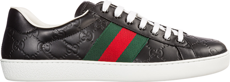 Gucci Ace Black Logo Sneakers, black