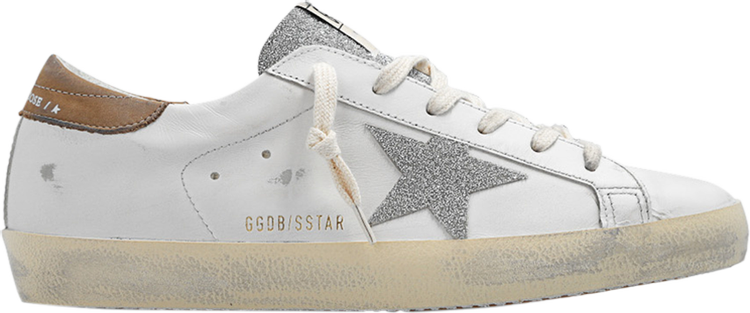 حذاء رياضي Golden Goose Wmns Superstar Vintage White Silver Glitter، أبيض