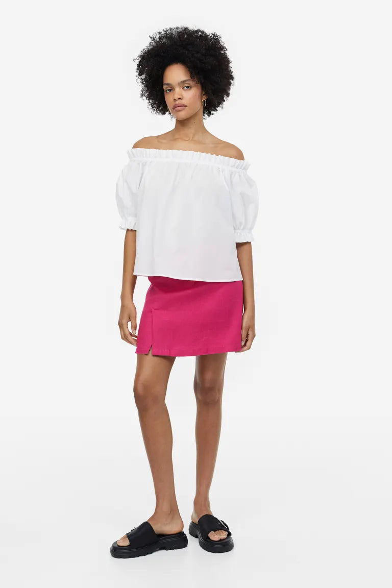 H&M Off Shoulder Ruffle Top, White