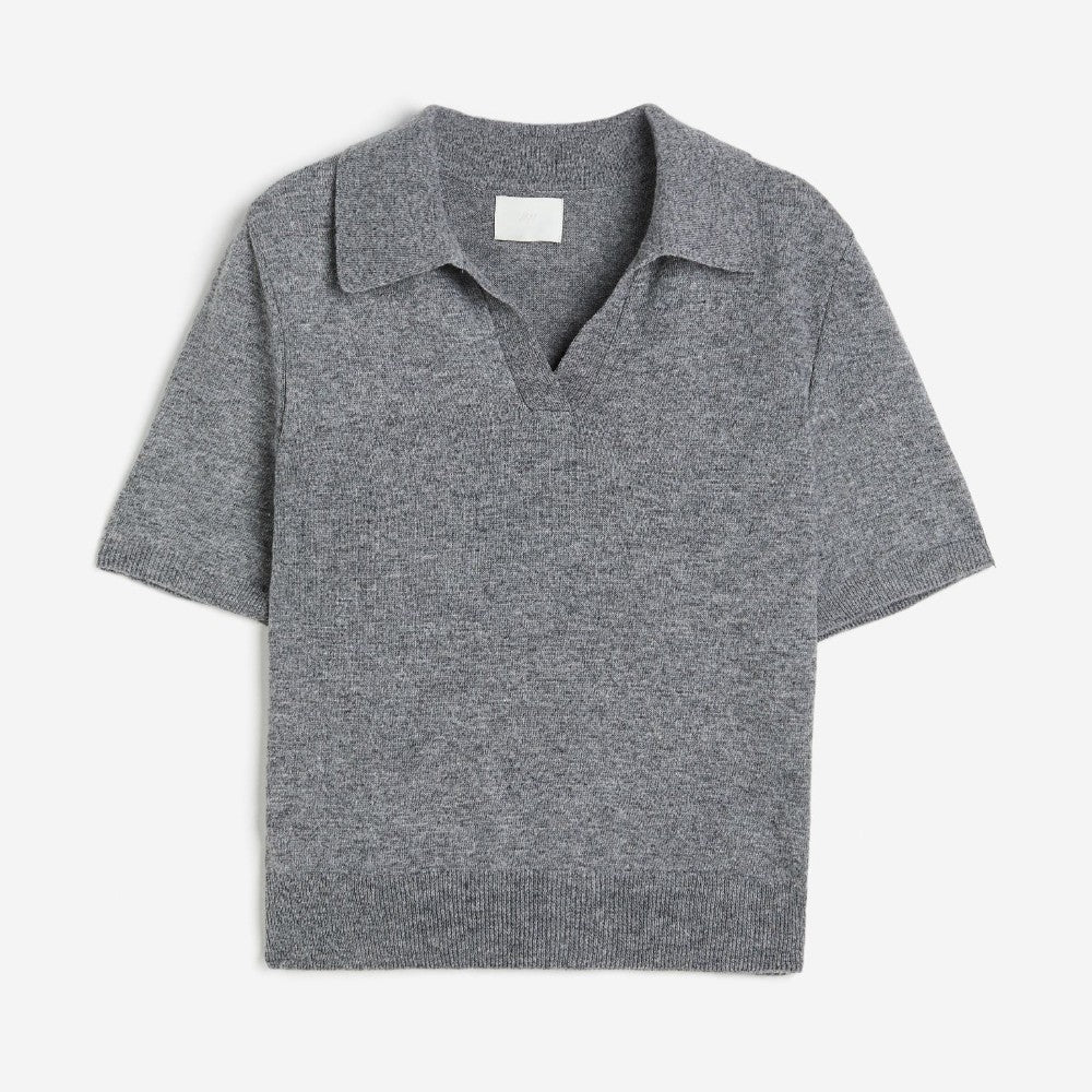 H&M Fine-knit Polo T-shirt, gray