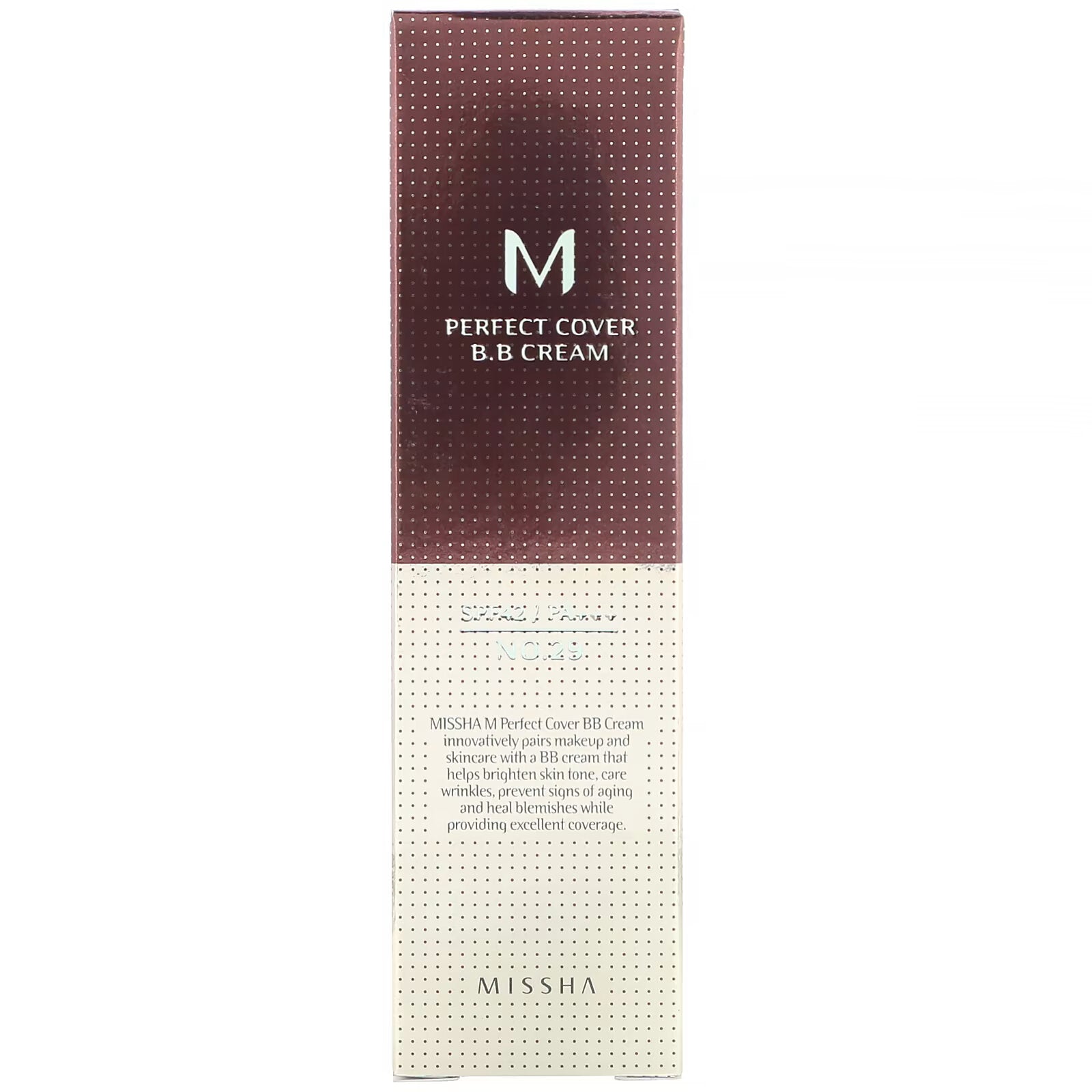 BB cream Missha M Perfect Cover SPF 42 PA, shade No. 29 natural beige, 50 ml