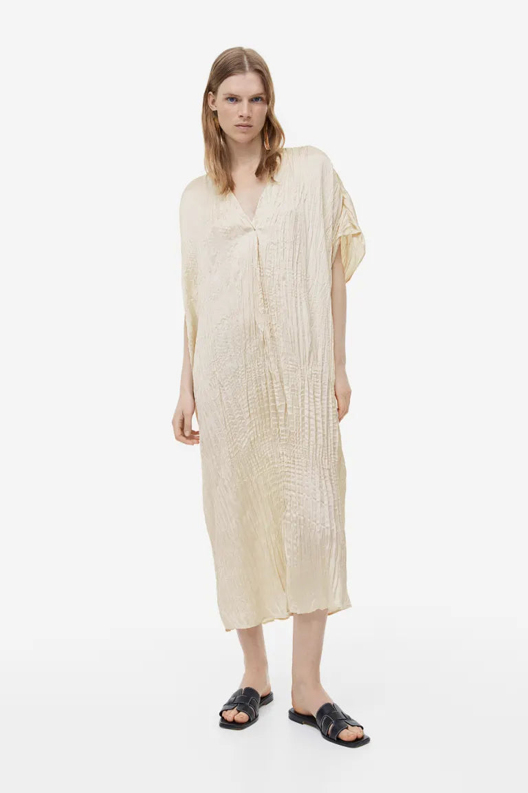 H&M pleated tunic dress, cream