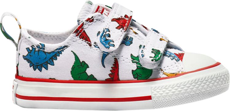 Converse Chuck Taylor All Star Low Hook and Loop TD Dinoverse Print Sneakers, White