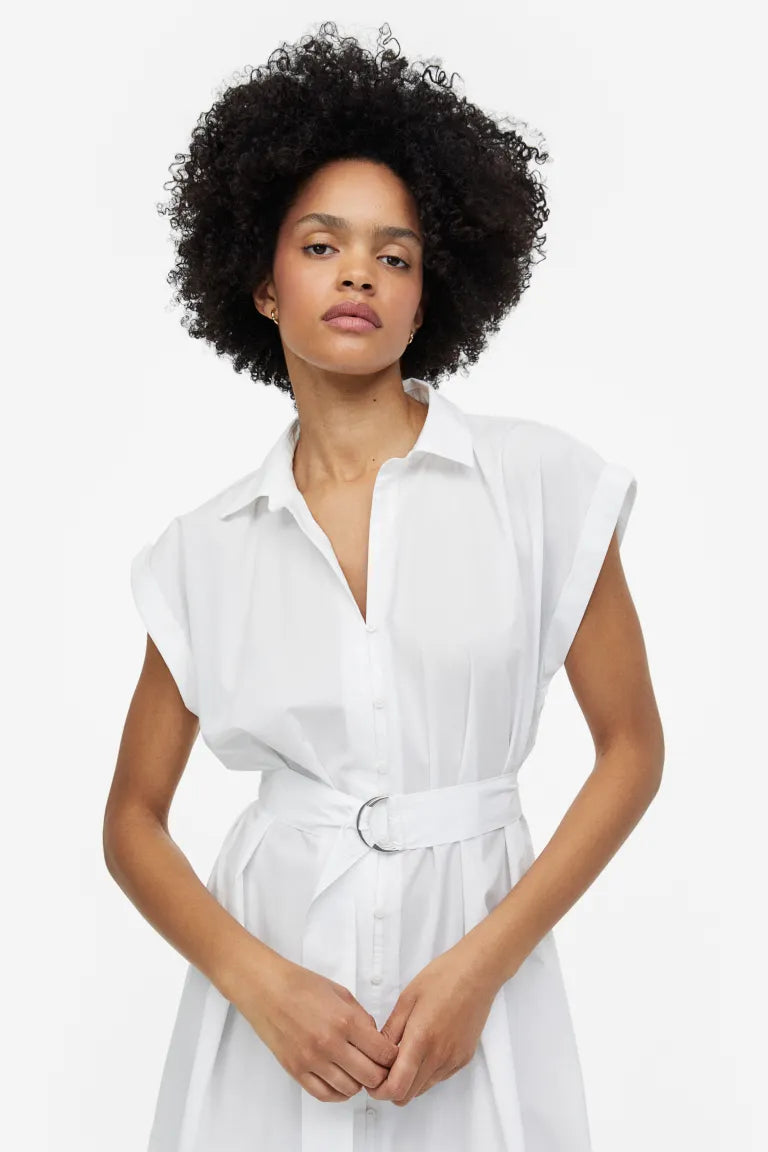 Shirtdress with belt H&M, white