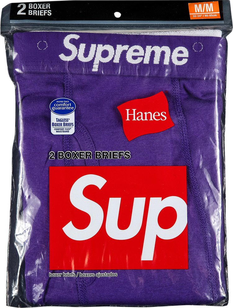 ملابس داخلية بوكسر Supreme x Hanes (عبوة من قطعتين) باللون الأرجواني