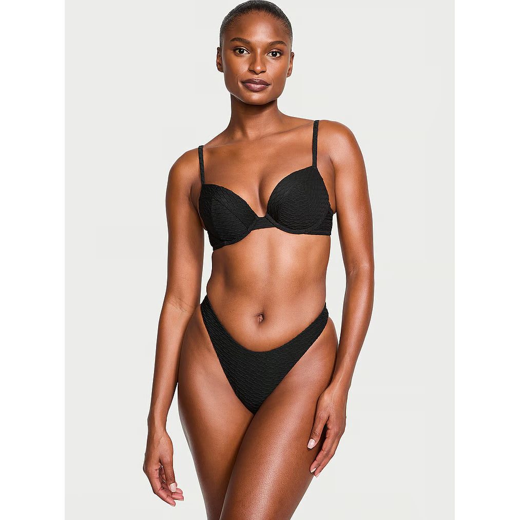 Victoria's Secret Swim Mix & Match Sexy Tee Push-Up Fishnet Bikini Top, black