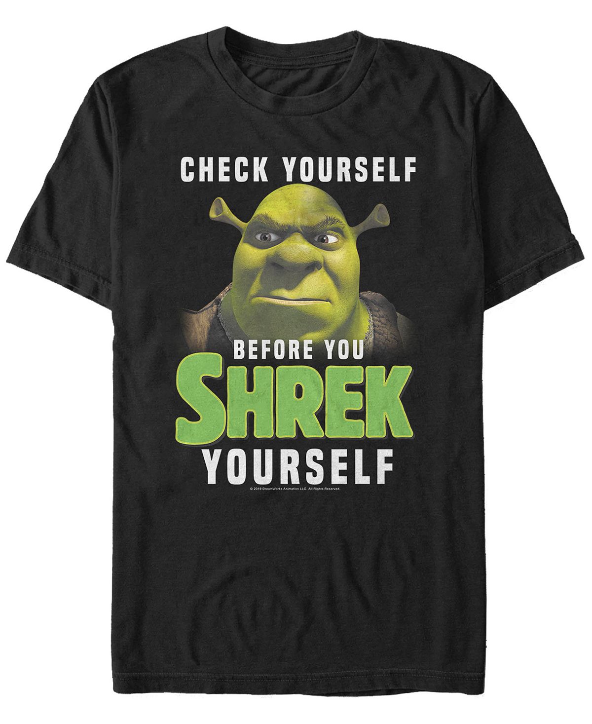 تي شيرت رجالي قصير الأكمام مطبوع عليه shrek check yourself before you shrek yourself Fifth Sun، باللون الأسود