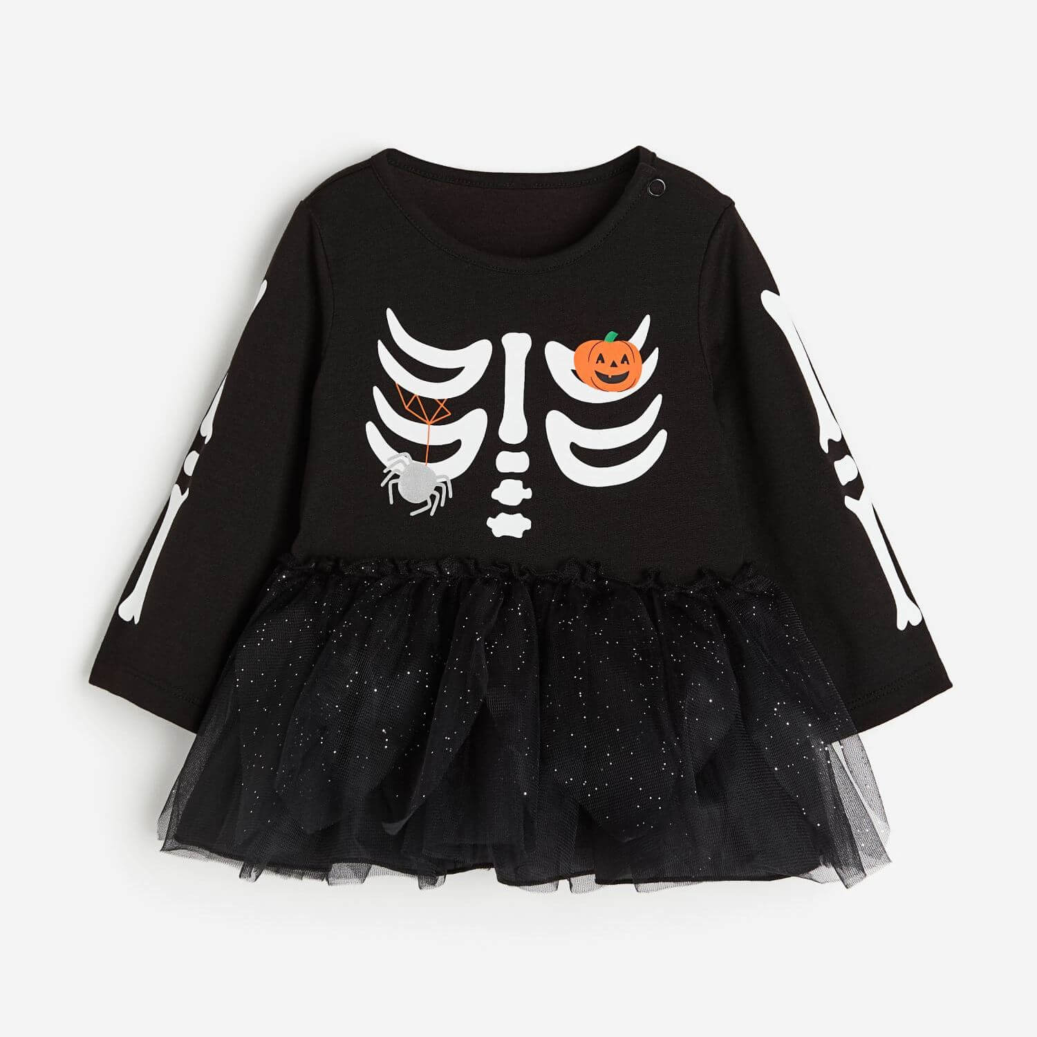 H&M Skeleton carnival dress, black/white/orange