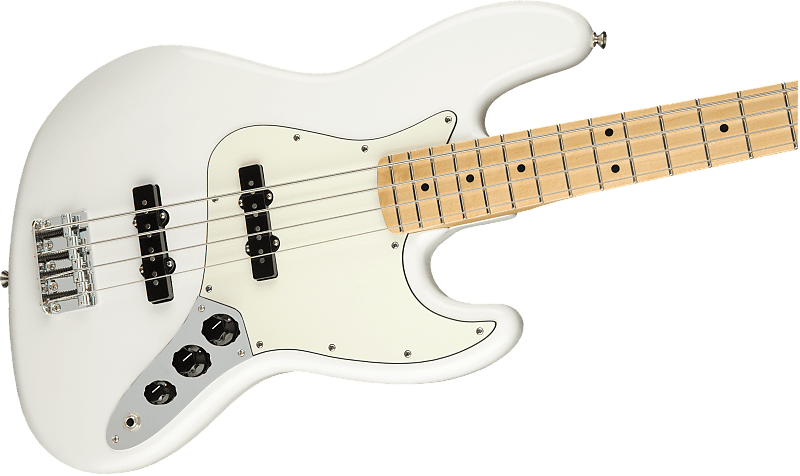 جيتار جاز باس من Fender Player 2021 مع لوحة مفاتيح من خشب القيقب، جيتار جاز باس من Fender Player Polar White مع لوحة مفاتيح من خشب القيقب