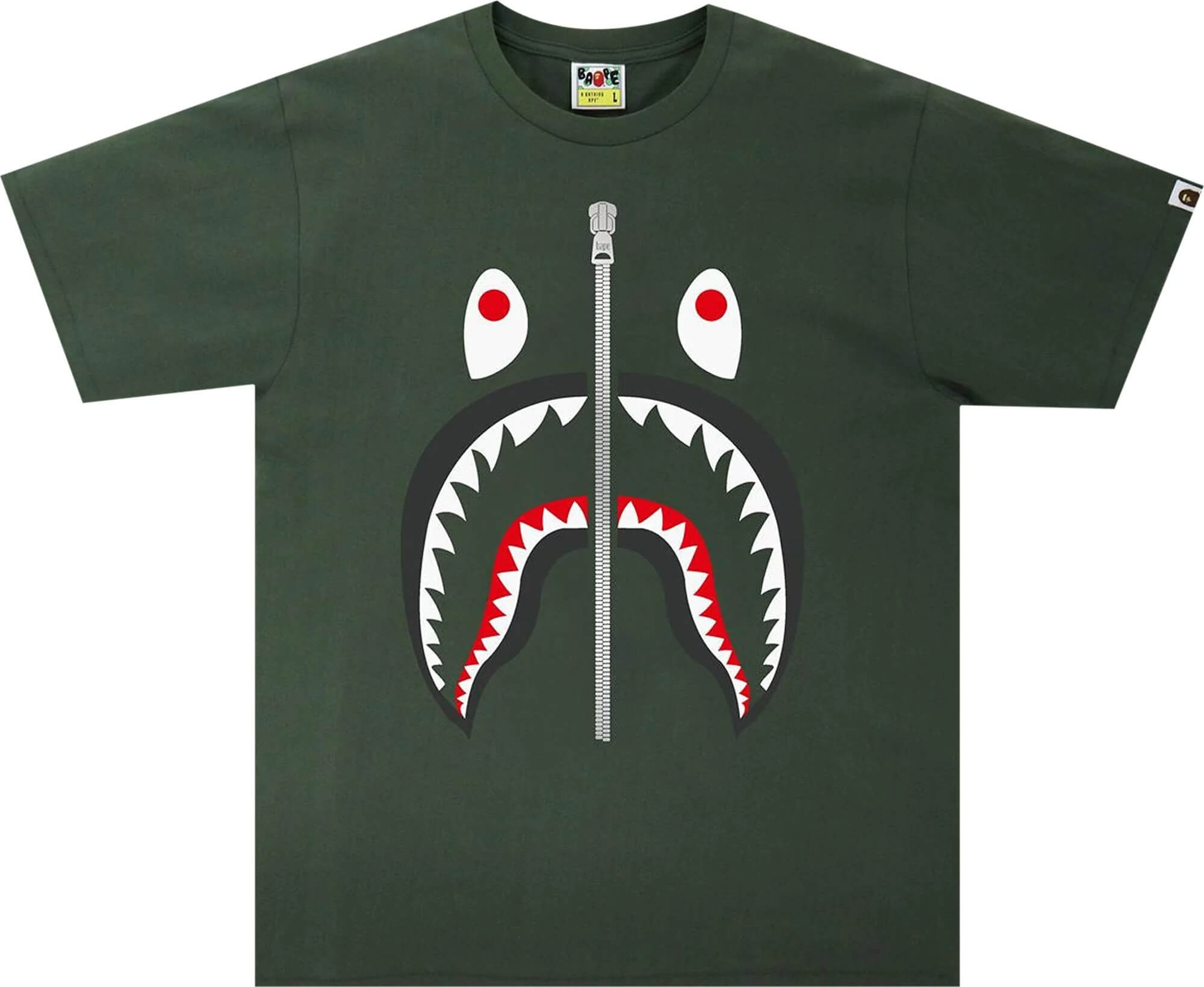 تي شيرت Bape Shark، زيتوني