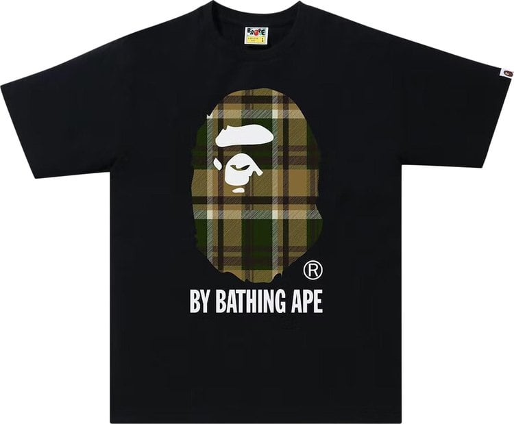 تي شيرت BAPE Check By Bathing Ape باللون الأسود/الأخضر، باللون الأسود