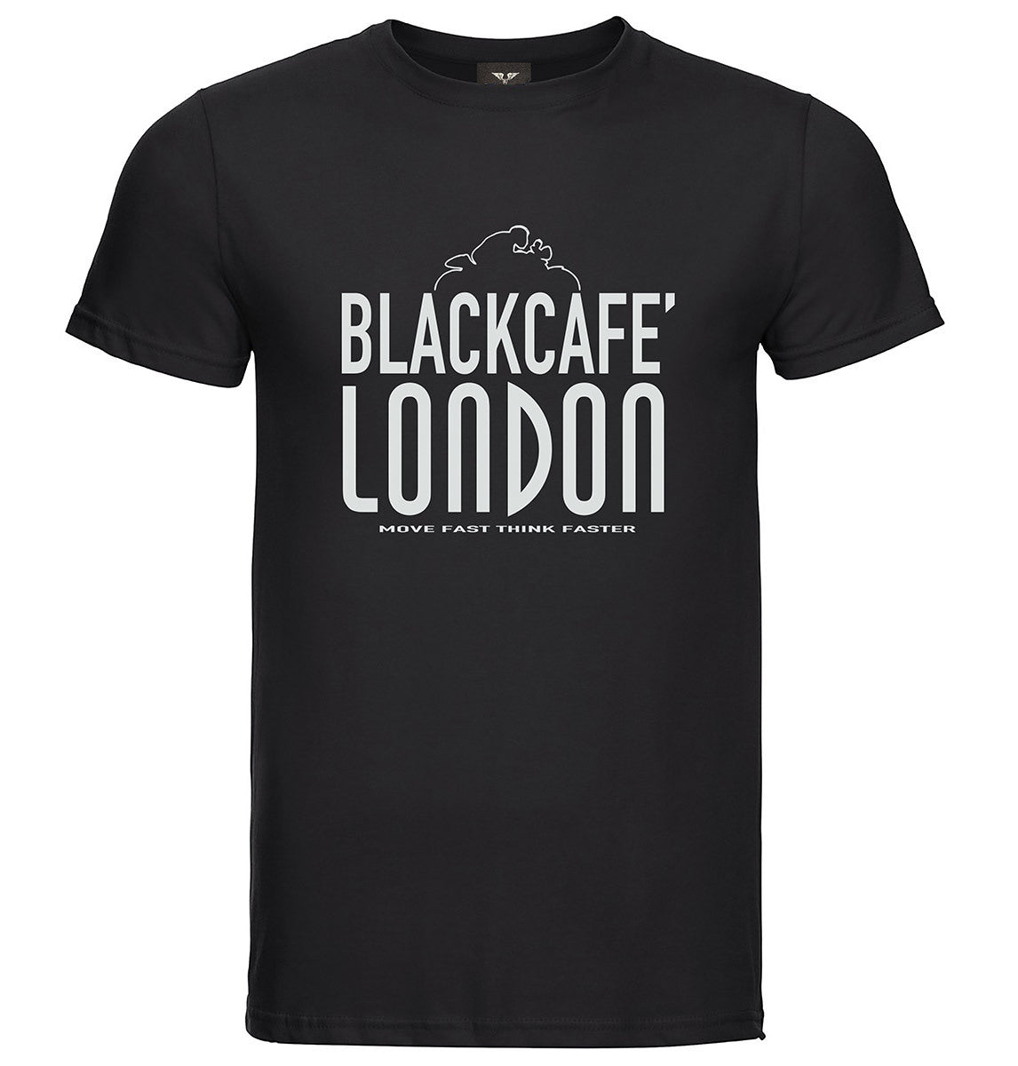 Black-Cafe London Classic T-shirt with logo, black/white