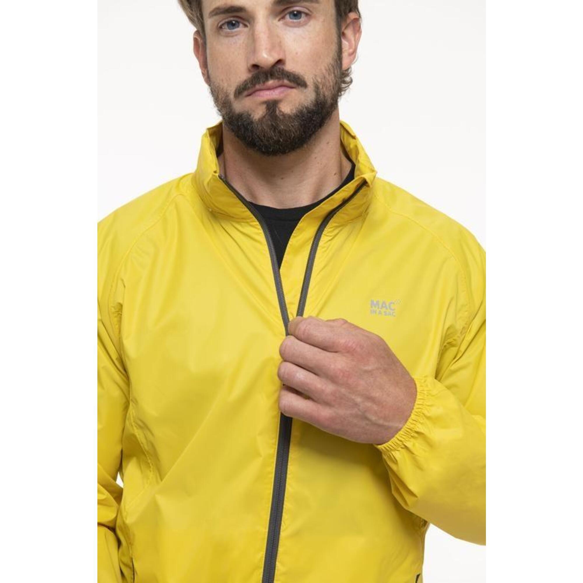 Mac in a Sac raincoat with reflective stripes, yellow