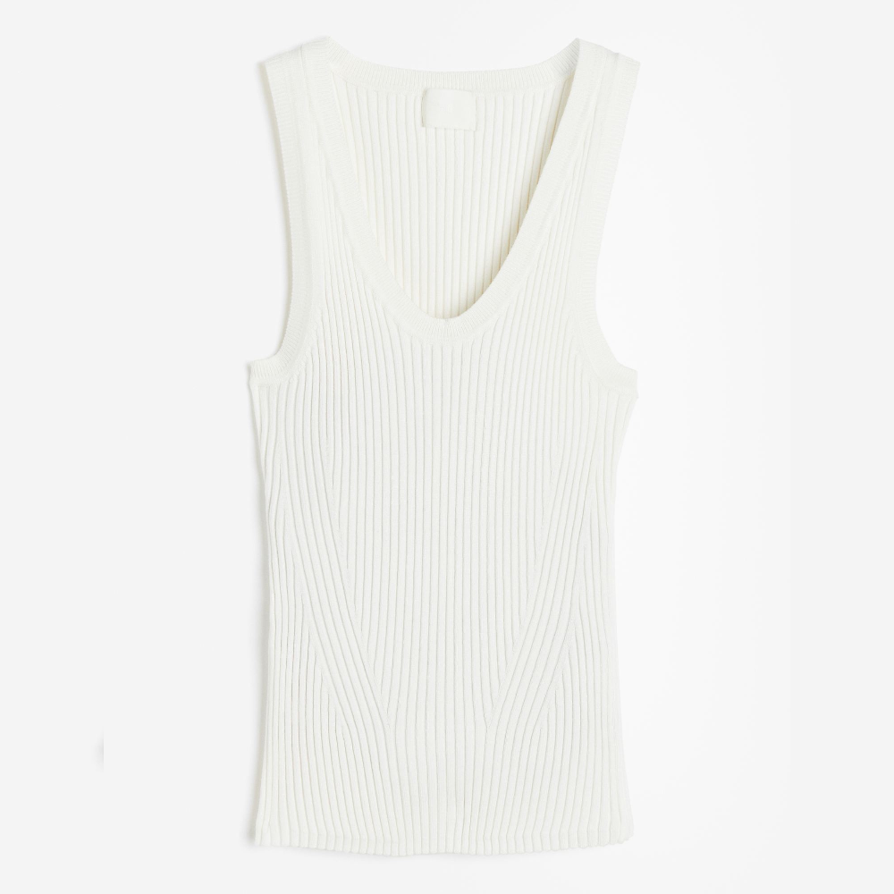 Top H&M Rib-knit Tank, white