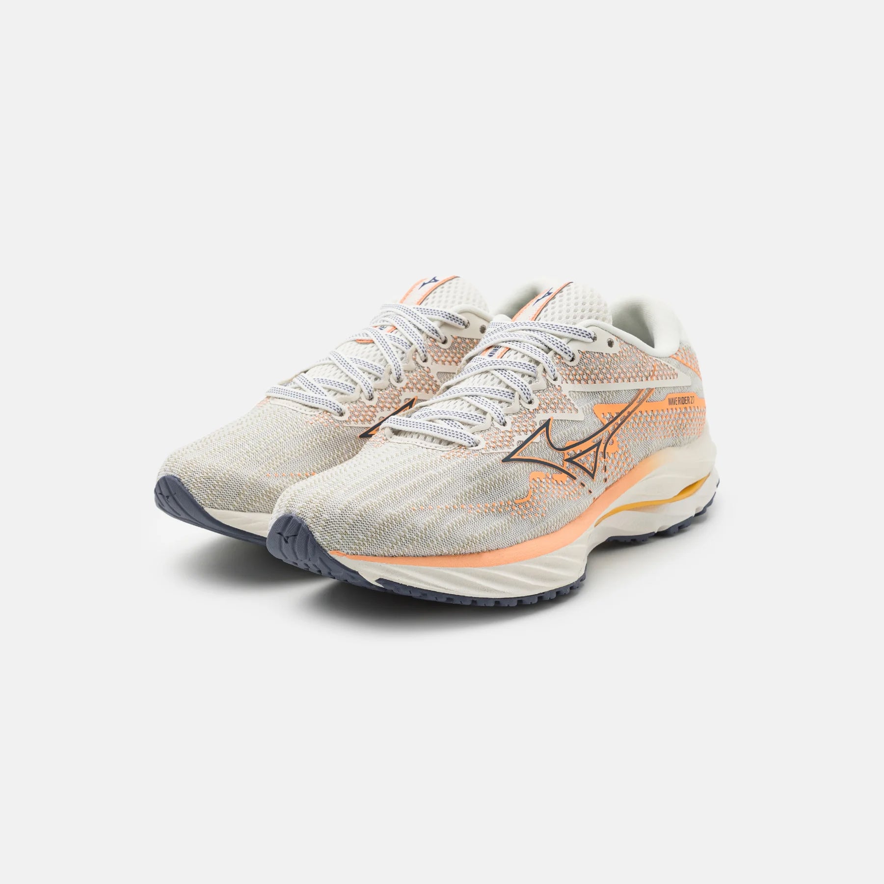 حذاء رياضي Mizuno Wave Rider 27 باللون الأبيض/المرجاني