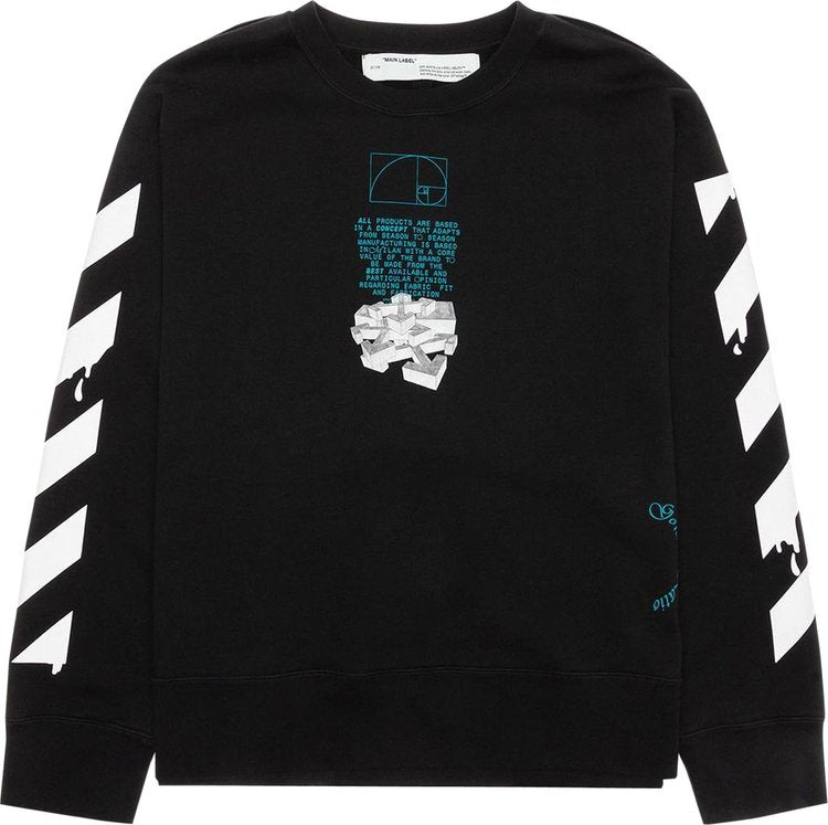 سويت شيرت من Off-White Dripping Arrows Incompiuto Crewneck 'Black/White'، أسود