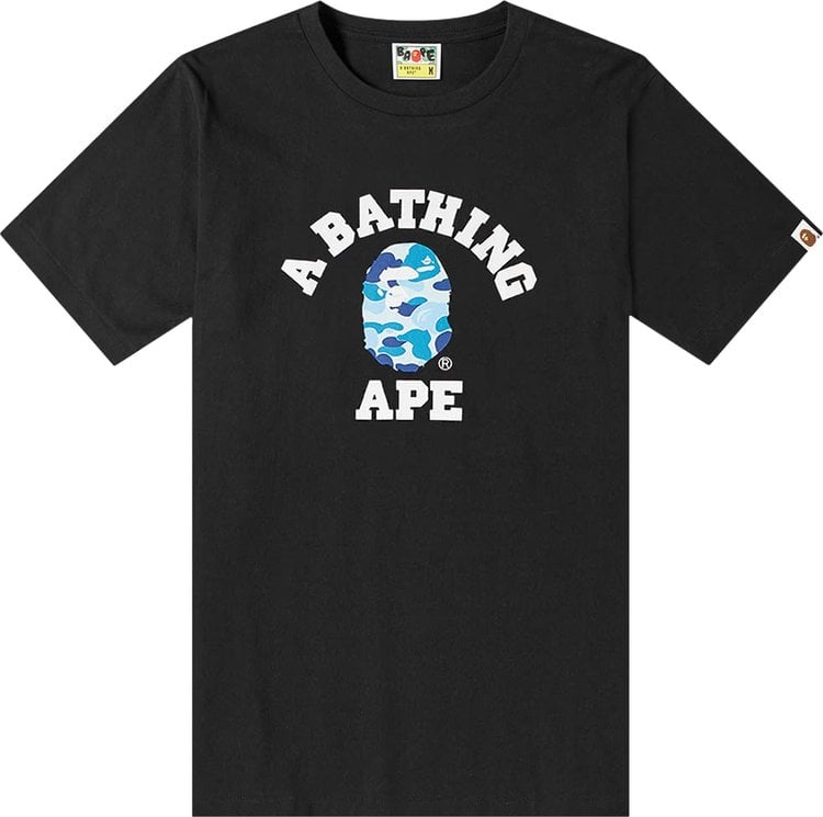 تي شيرت BAPE ABC Camo College Tee باللون الأسود/الأزرق، أسود