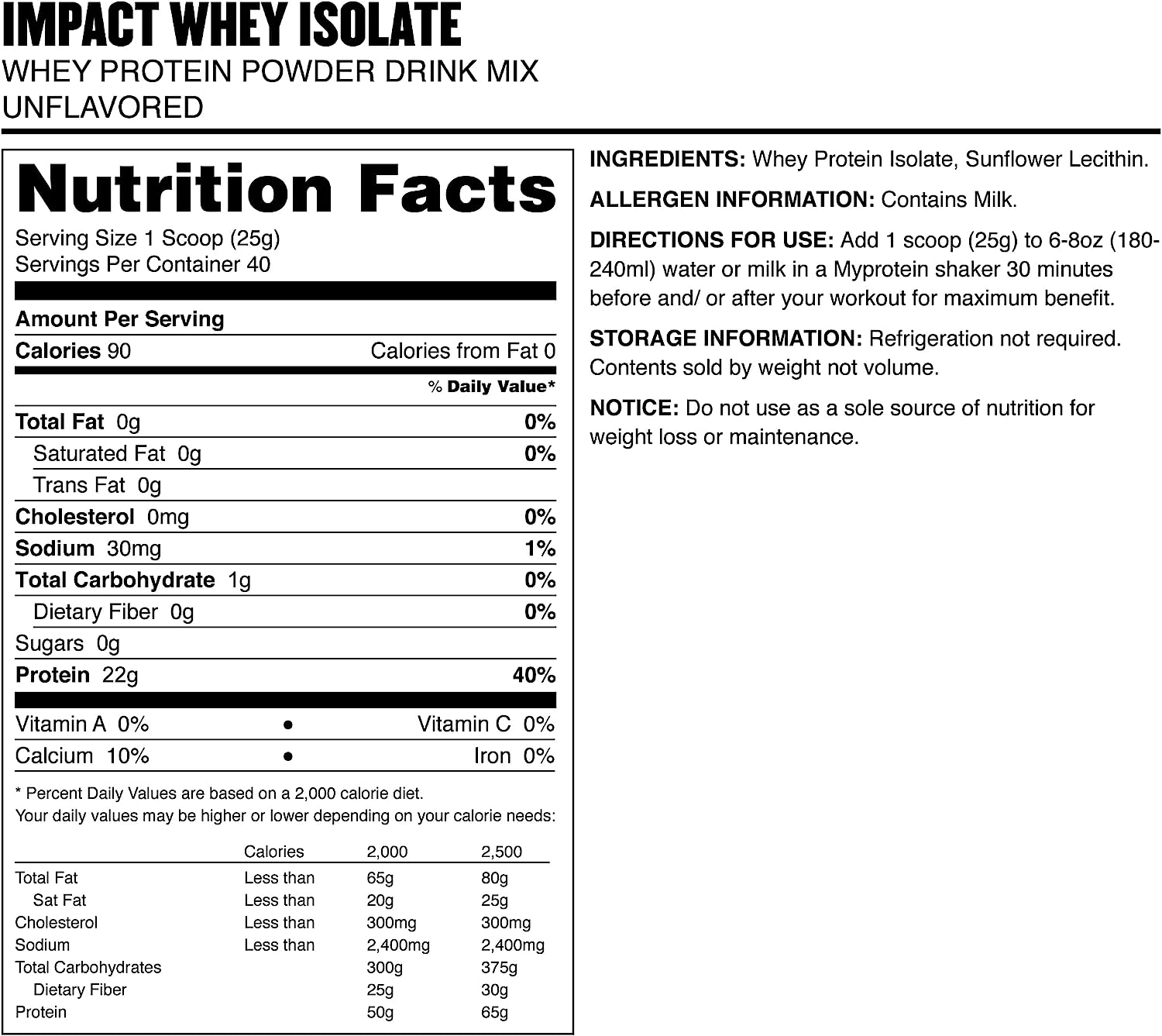 Myprotein Impact Whey Isolate, 1000 g, natural