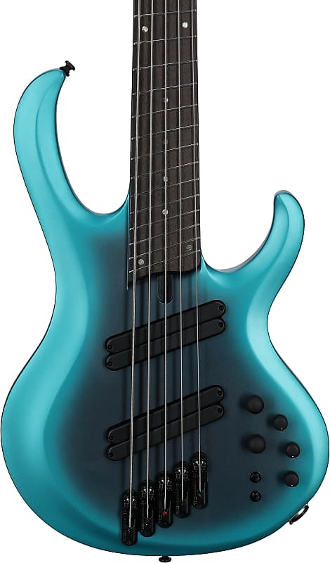 Ibanez BTB605MS Multi-Scale Bass Guitar, 5 String (with Case), Cerulean Aura