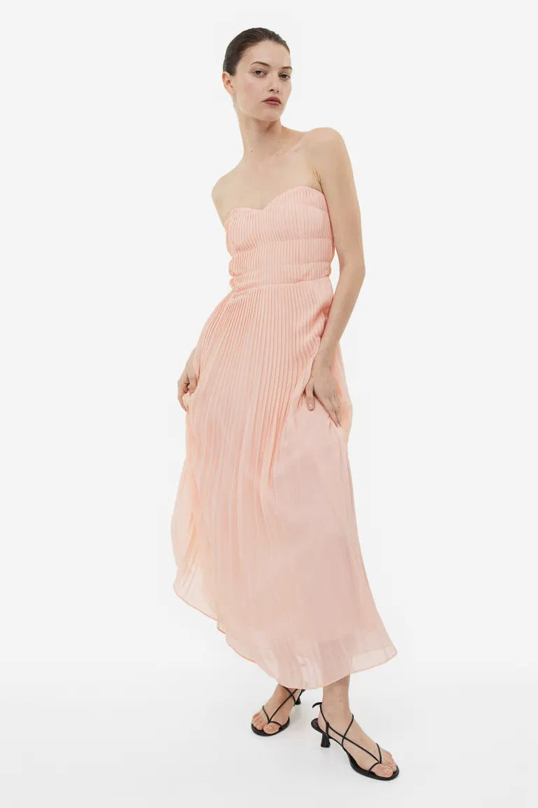 H&M long bandeau dress, powder pink