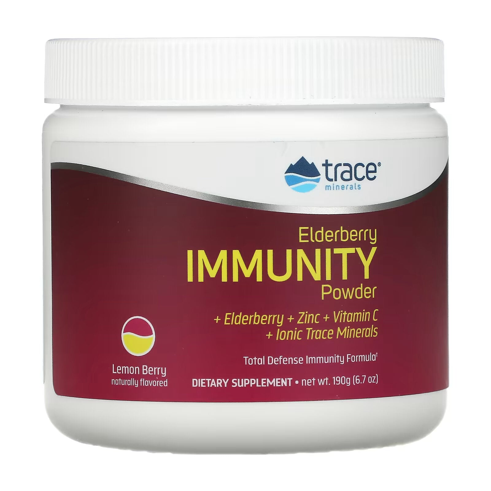 Trace Minerals Elderberry Immune Powder, Lemon & Berry, 190g