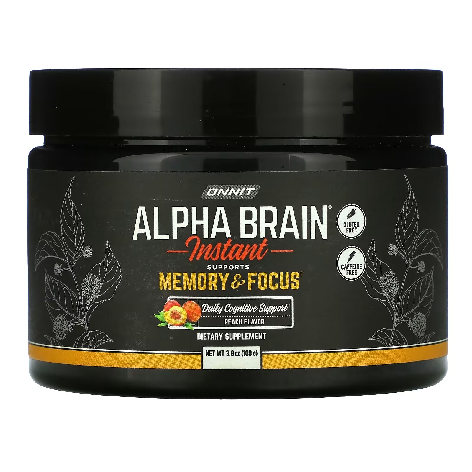 Onnit Alpha Brain Instant for memory and concentration peach, 108 g