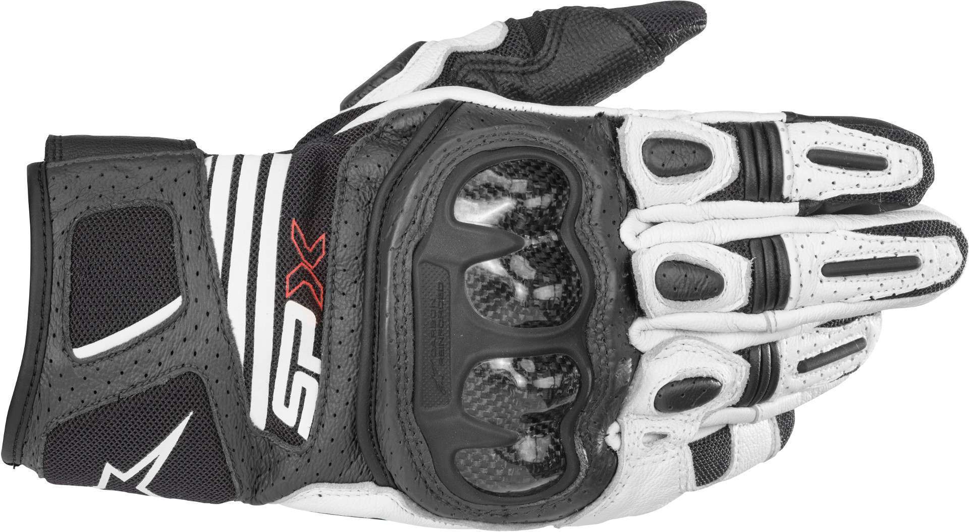 قفازات الدراجات النارية Alpinestars SP X Air Carbon V2، باللونين الأسود والأبيض