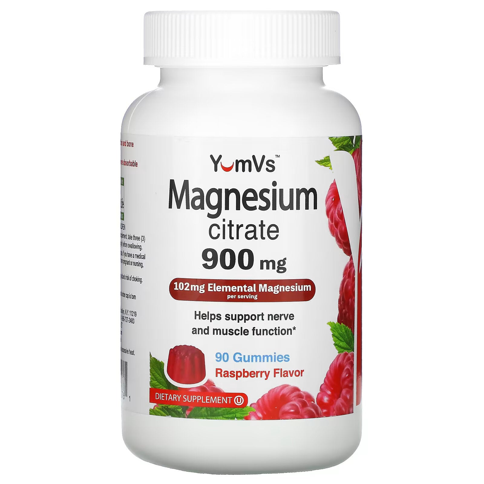 YumV's, Magnesium Citrate, Raspberry Flavor, 900 mg, 90 Gummies